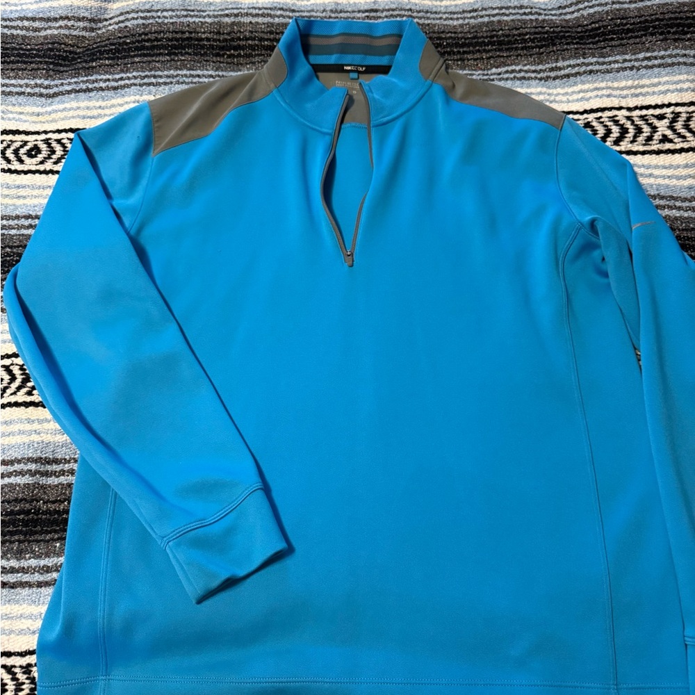Nike Blue and Gray Quarter-Zip Pullover